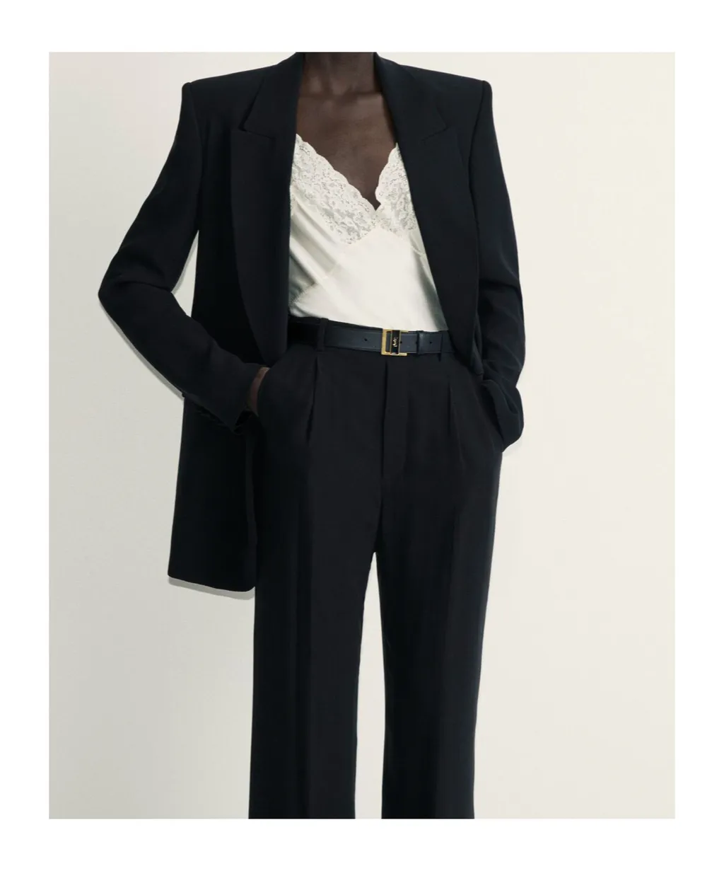 Saint Laurent High Waist Straight Leg Trousers