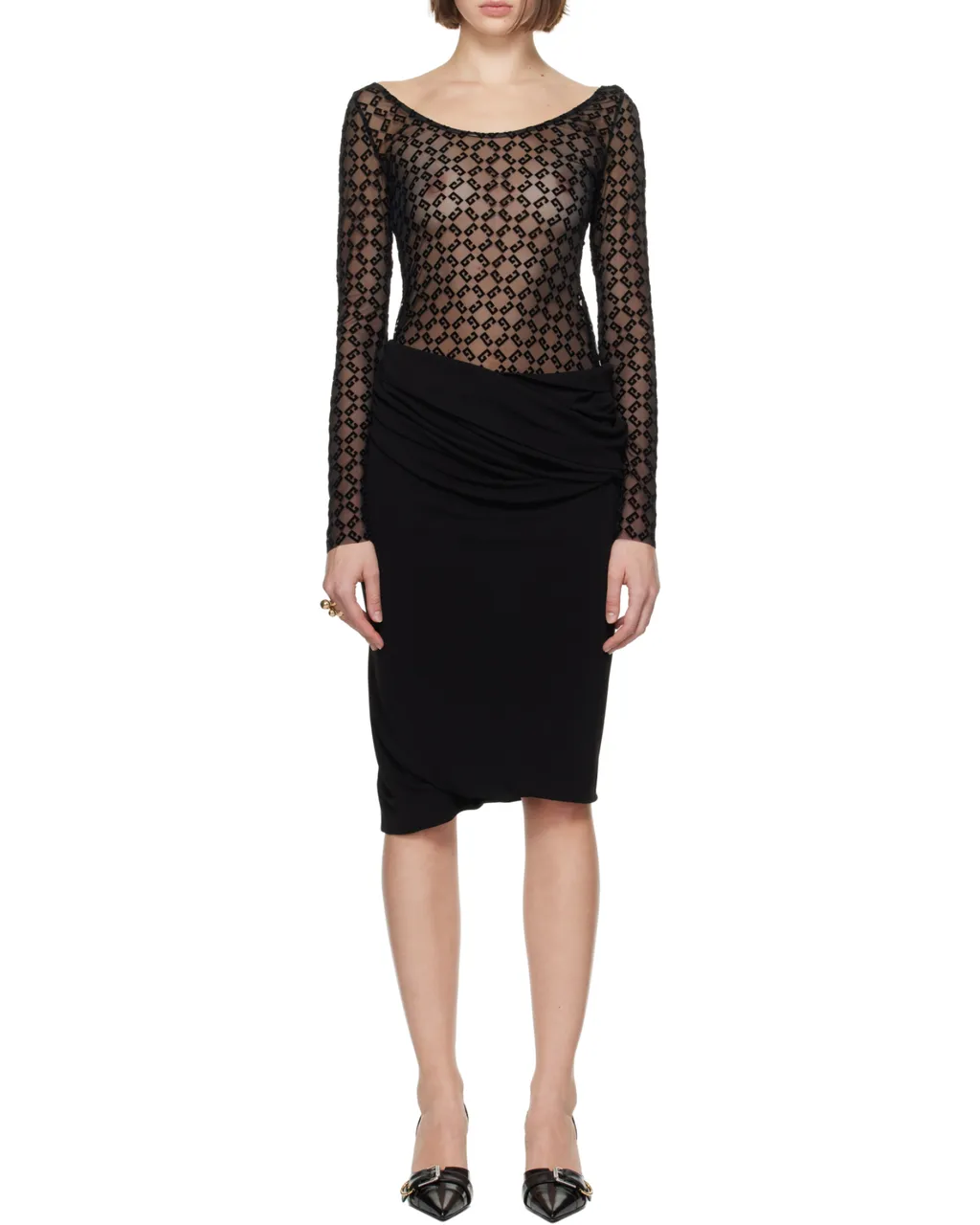 Givenchy Monogram Tulle Draped Dress