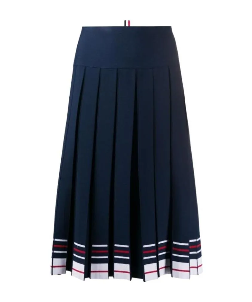 Stripe-Print Box-Pleat Skirt