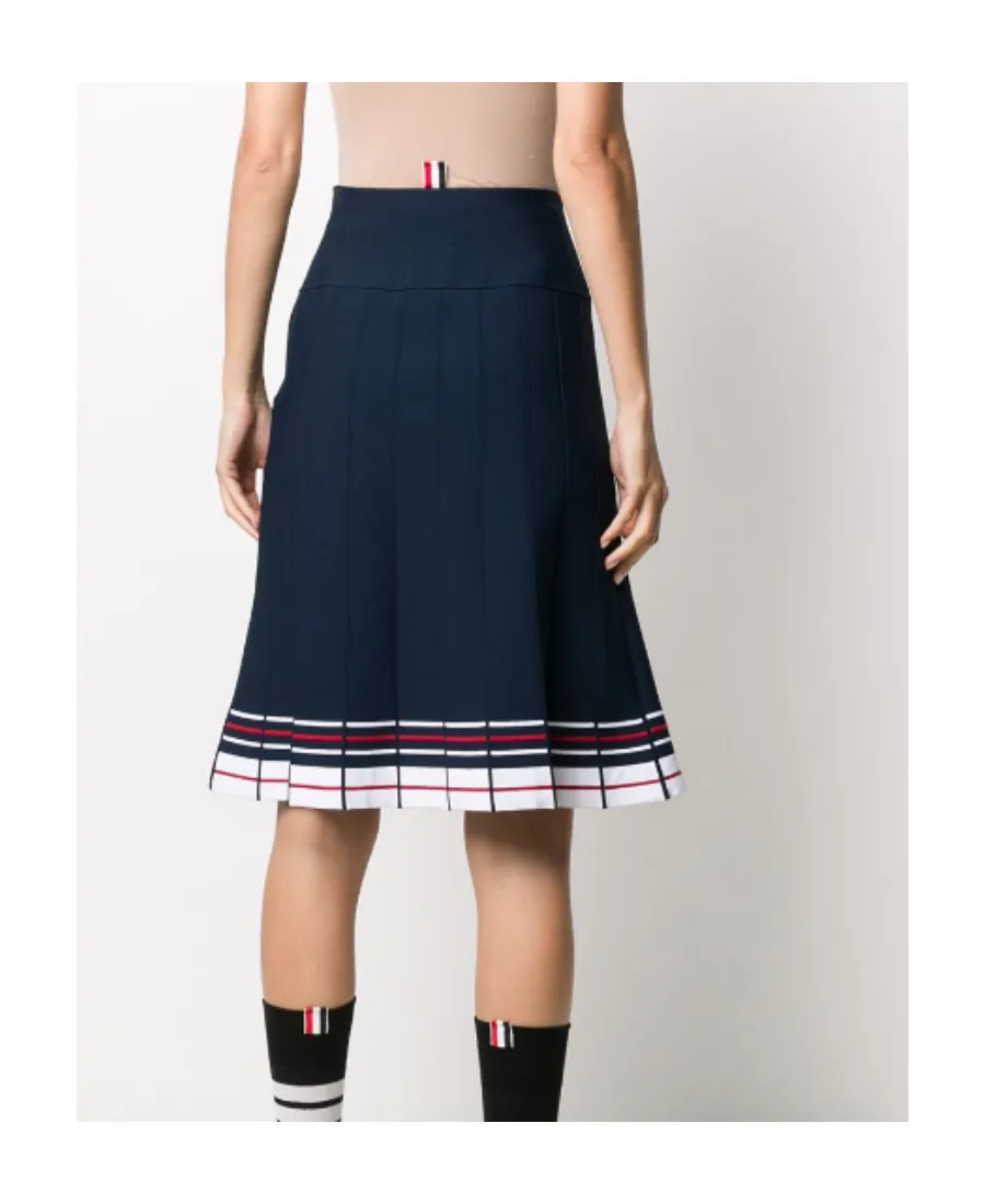 Stripe-Print Box-Pleat Skirt