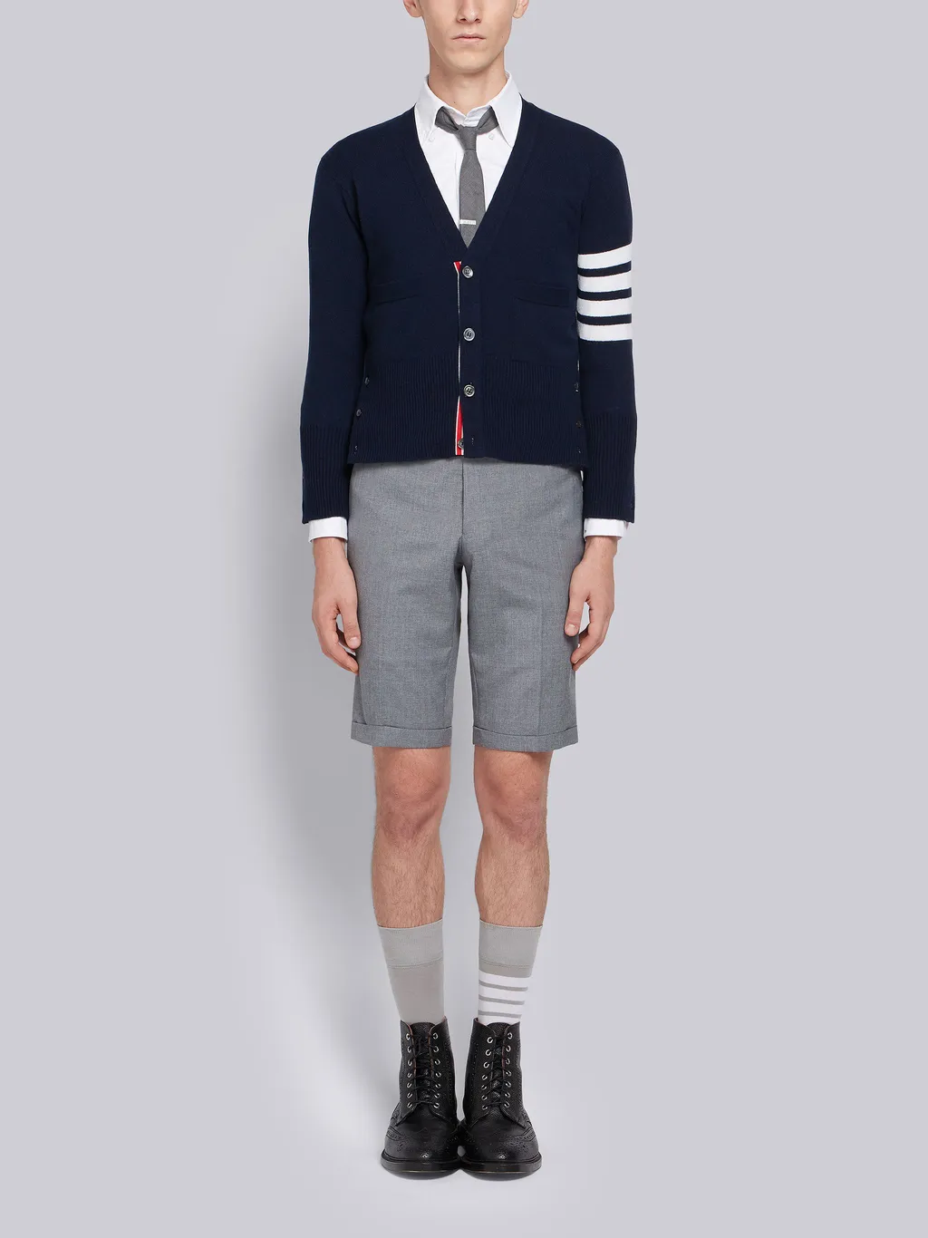 Thom Browne 4-Bar Button-Up Knit Cardigan