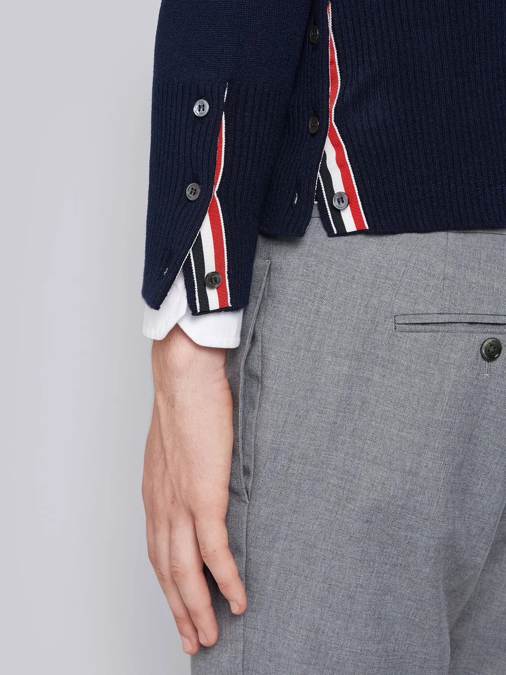 Thom Browne 4-Bar Button-Up Knit Cardigan