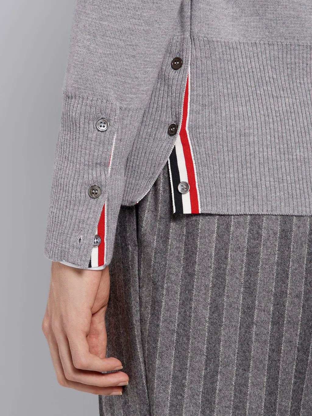 4-Bar V-Neck Shetland Wool Cardigan