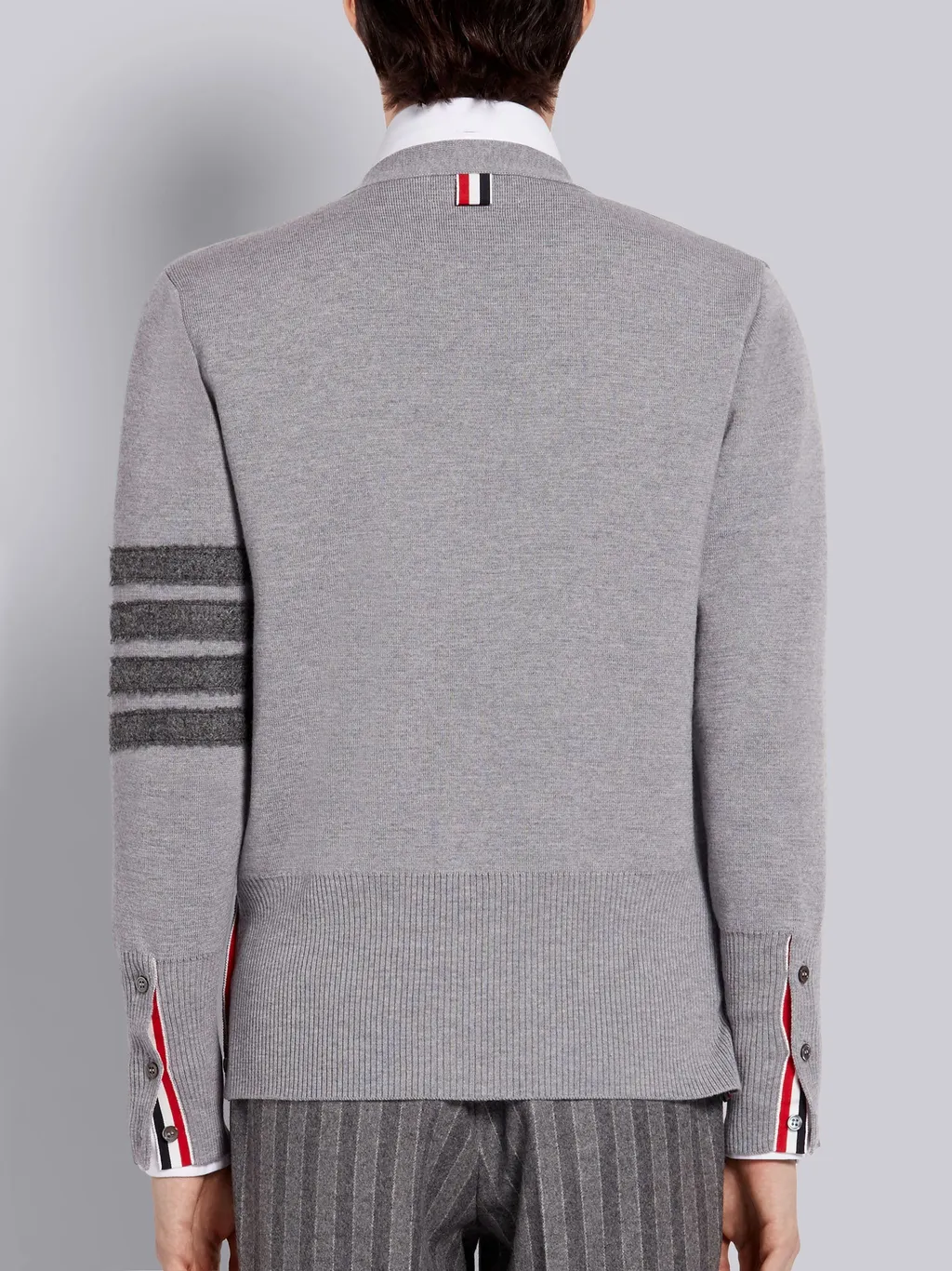 4-Bar V-Neck Shetland Wool Cardigan