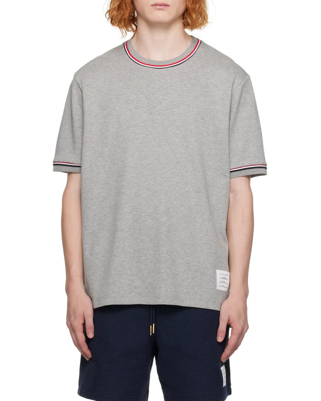 Thom Browne Logo Patch Crewneck T-Shirt