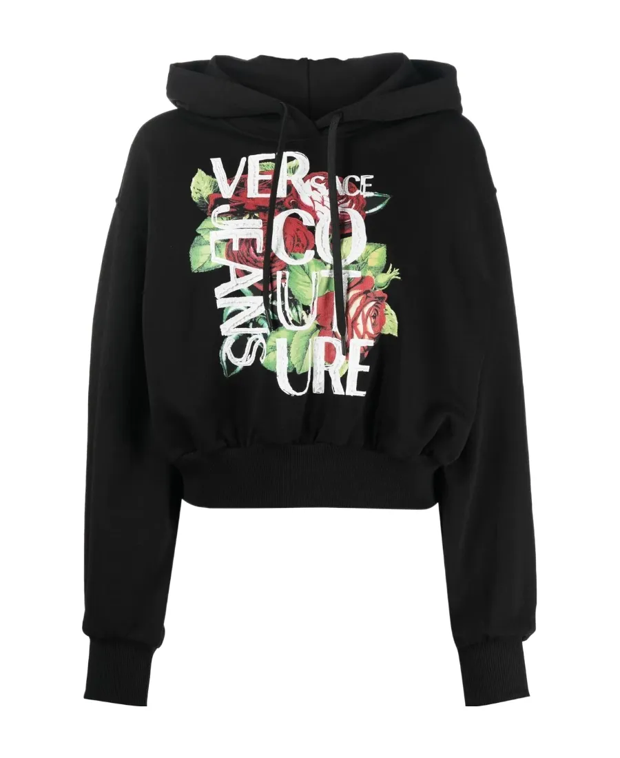 Cropped Logo-Print Cotton Hoodie