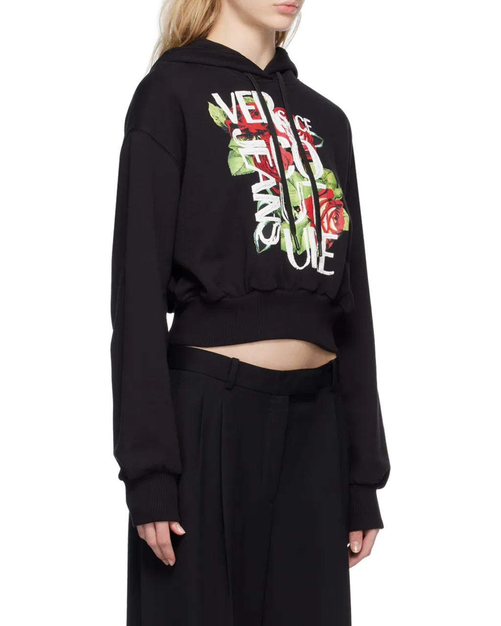 Cropped Logo-Print Cotton Hoodie