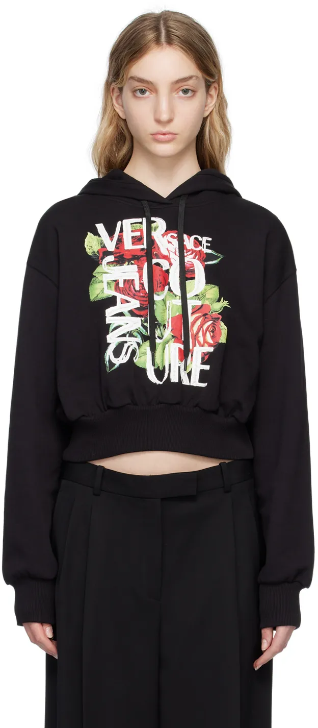 Cropped Logo-Print Cotton Hoodie