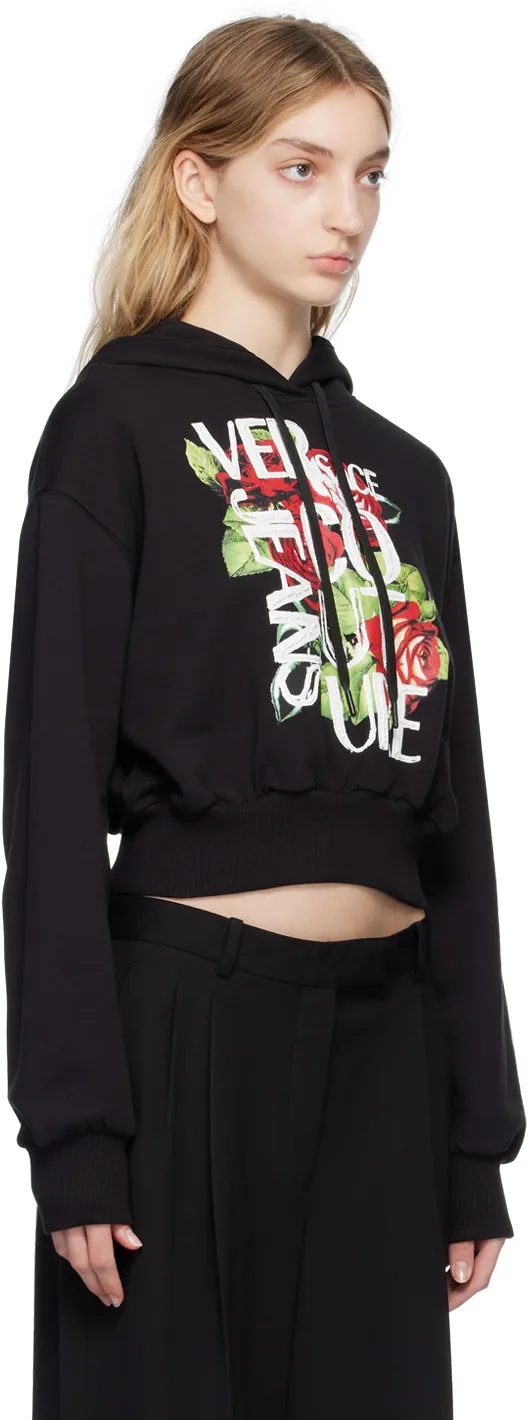 Cropped Logo-Print Cotton Hoodie