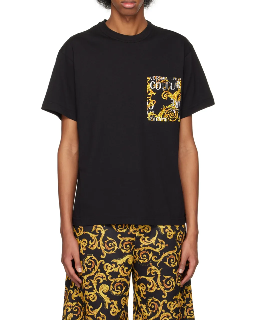 Baroque-Pattern Print Detail T-Shirt