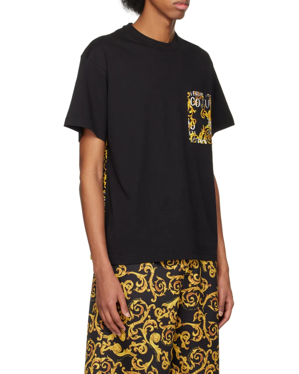 Baroque-Pattern Print Detail T-Shirt