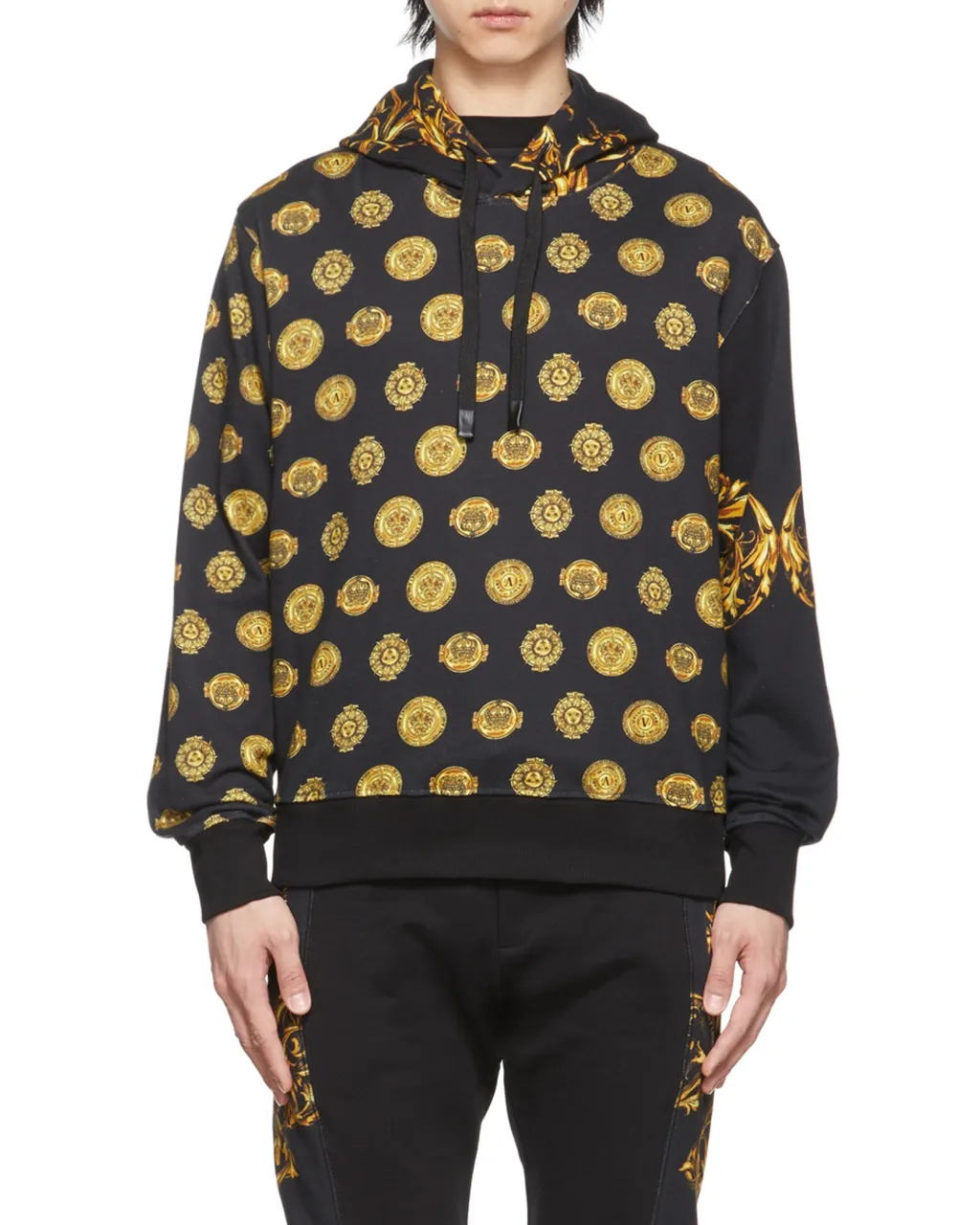 V-Emblem Regalia Baroque-Print Long-Sleeve Hoodie