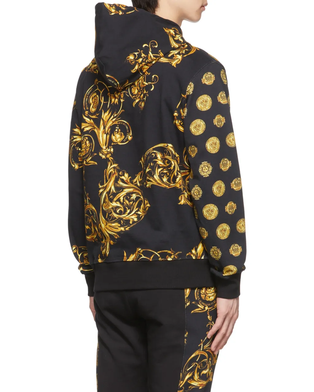 V-Emblem Regalia Baroque-Print Long-Sleeve Hoodie