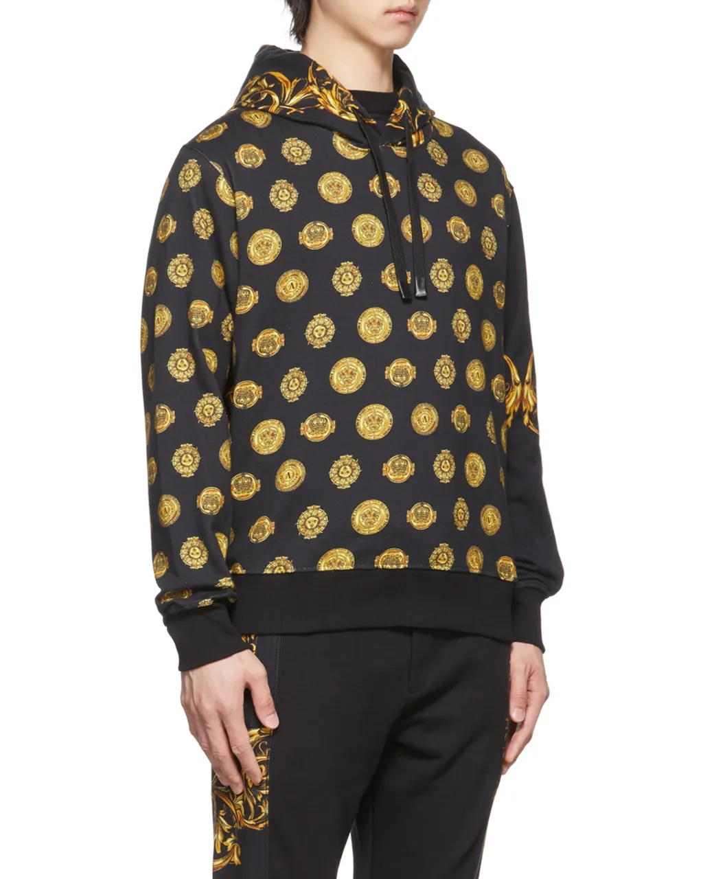 V-Emblem Regalia Baroque-Print Long-Sleeve Hoodie
