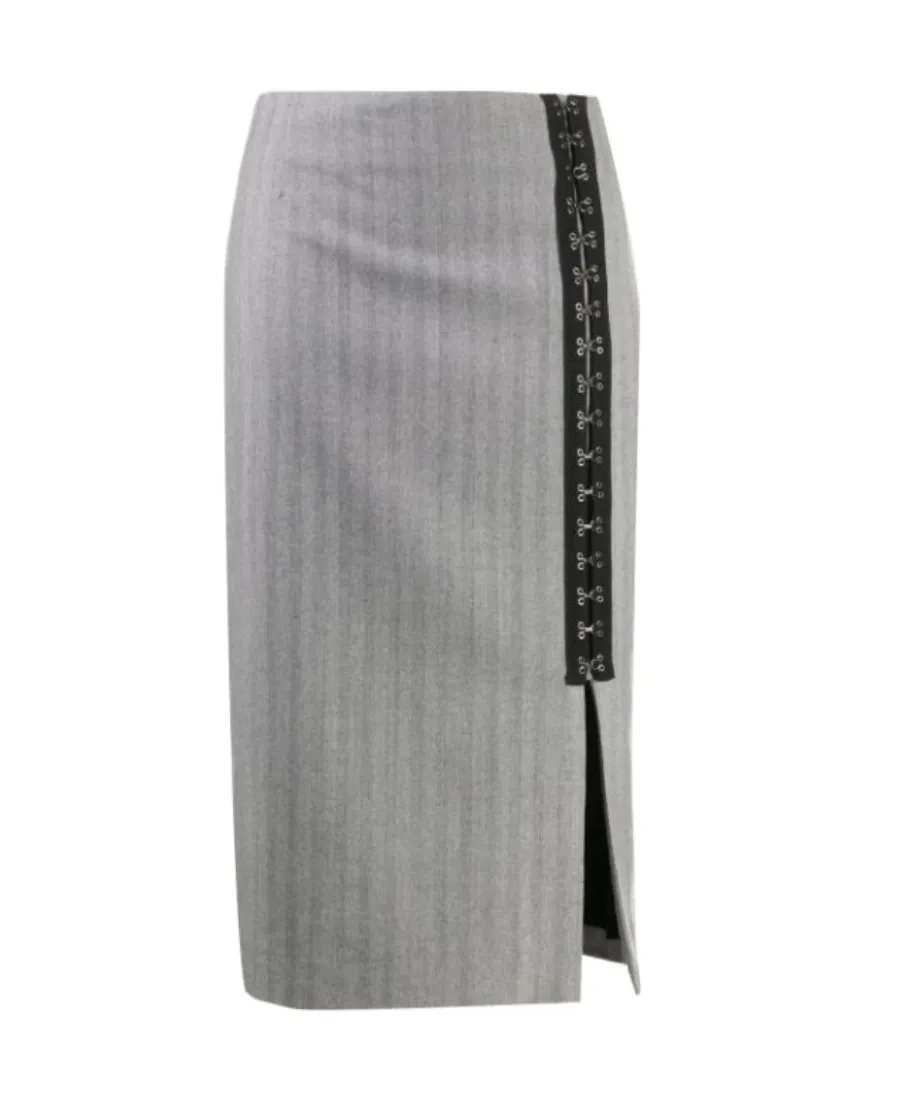 Hook-Eye Ribbon Detail Skirt