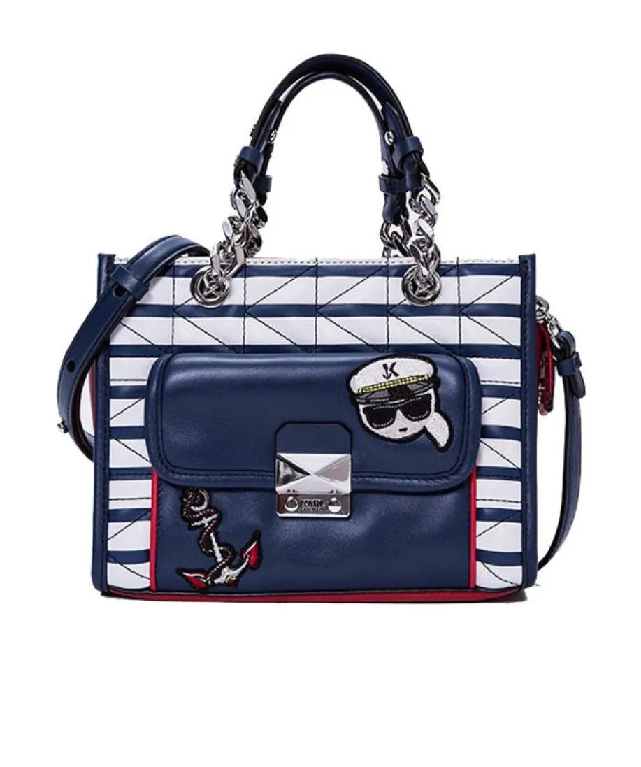 Logo Color Blocking Design Shoulder Bag