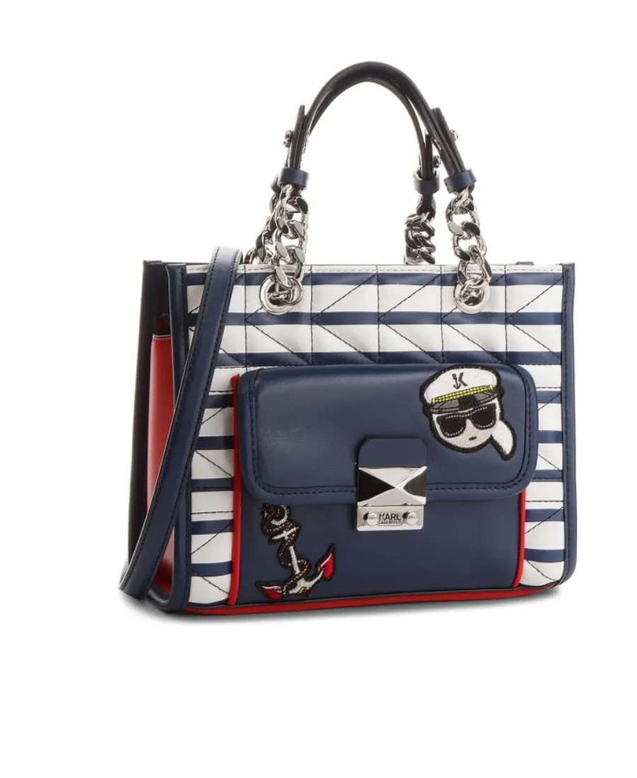 Logo Color Blocking Design Shoulder Bag