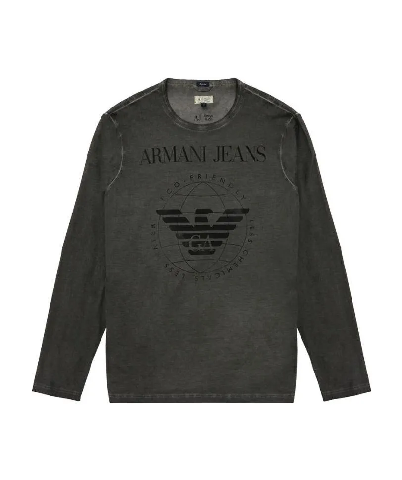 Dark Gray Logo Printed Long-Sleeved T-Shirt