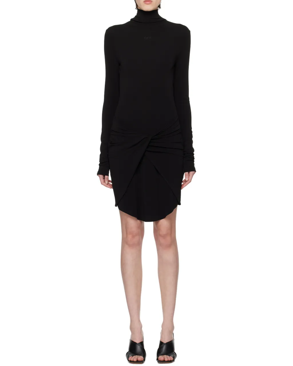 Off-White Twist-Detailed High-Neck Mini Dress