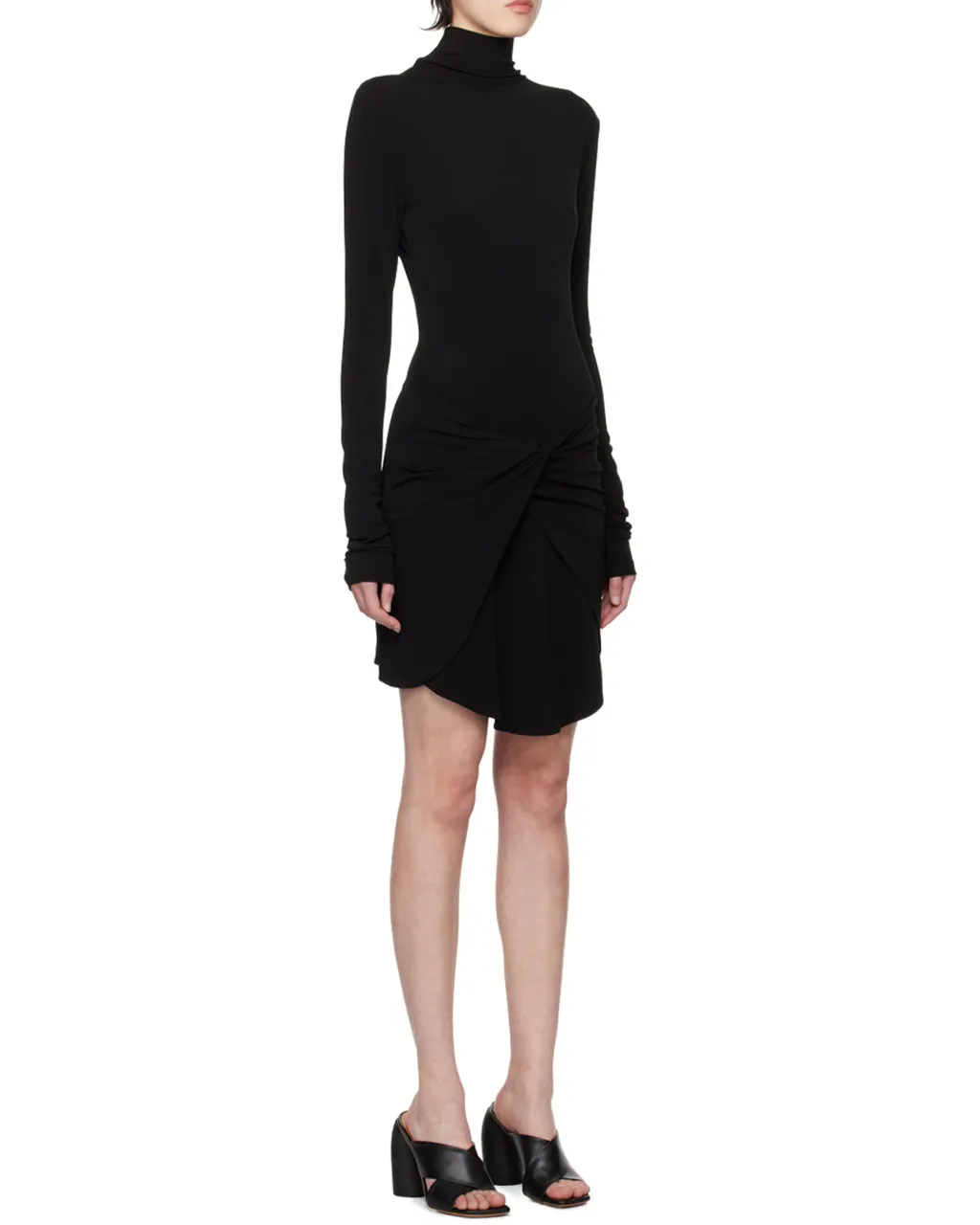 Off-White Twist-Detailed High-Neck Mini Dress