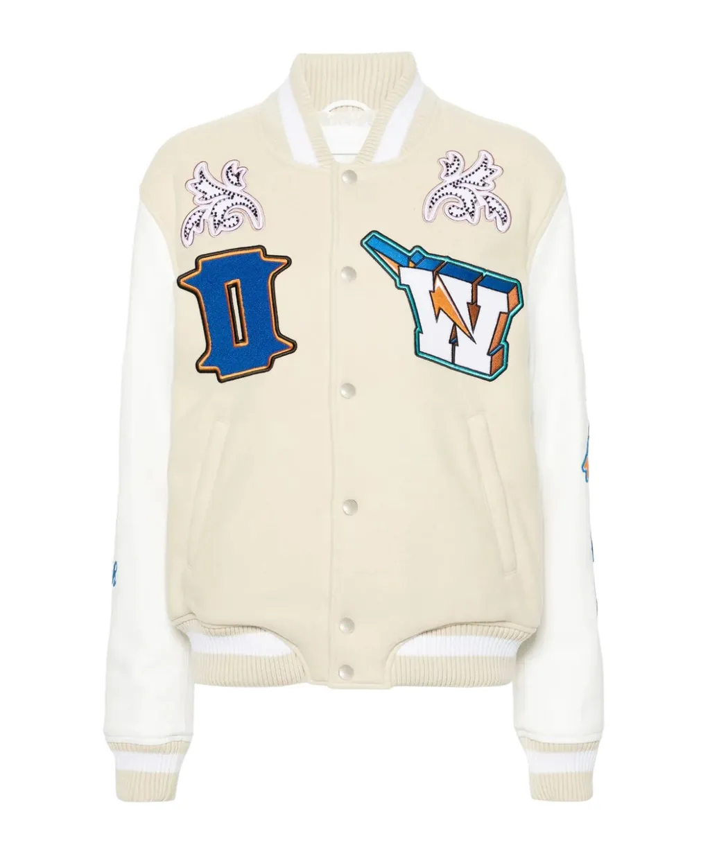 Off-White Tunderbolt Buttoned Long-Sleeved Bomber Jacket