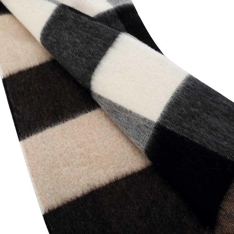 Classic Plaid Fringed Cashmere Scarf