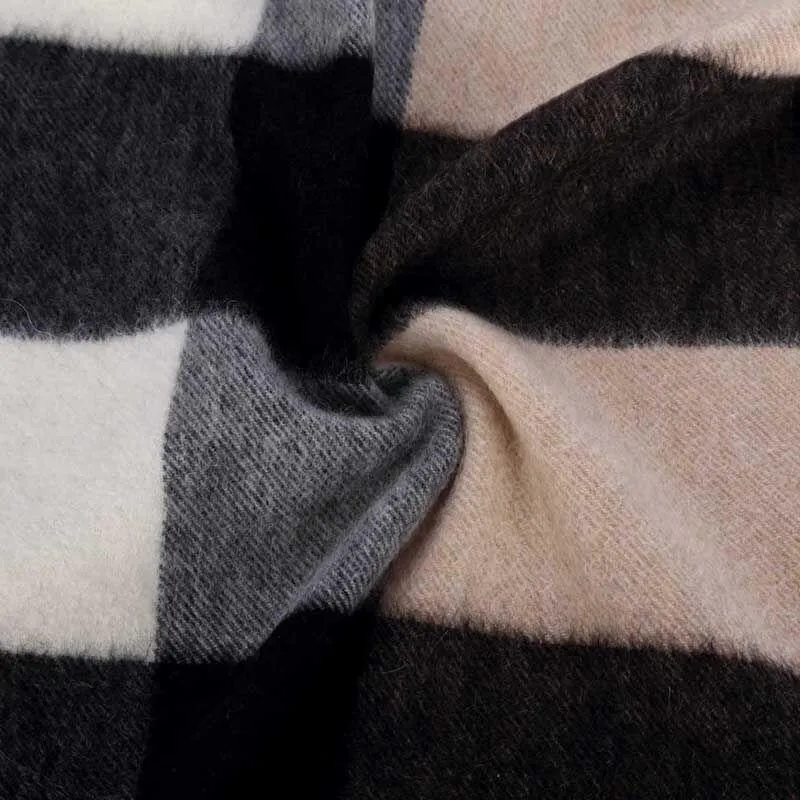 Classic Plaid Fringed Cashmere Scarf