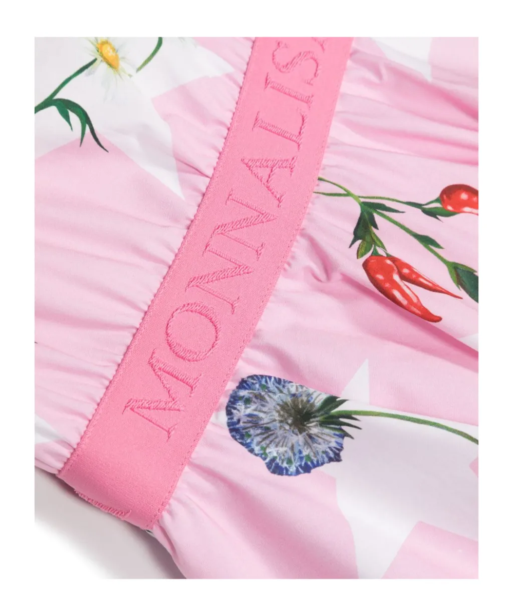 Monnalisa Floral Printed Flared Poplin Dress