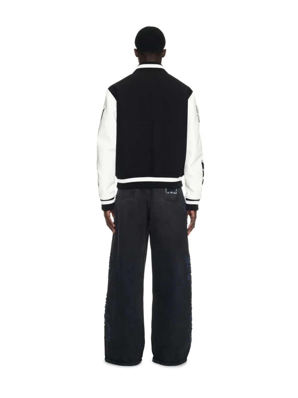 Off-White Lea Buttoned Long-Sleeved Varsity Jacket