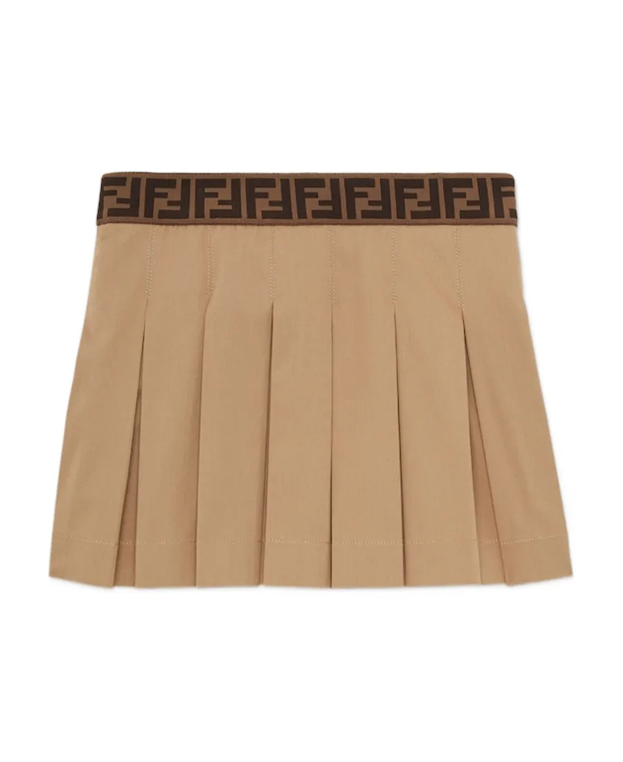 Fendi Kids Logo Waistband Pleated Skirt
