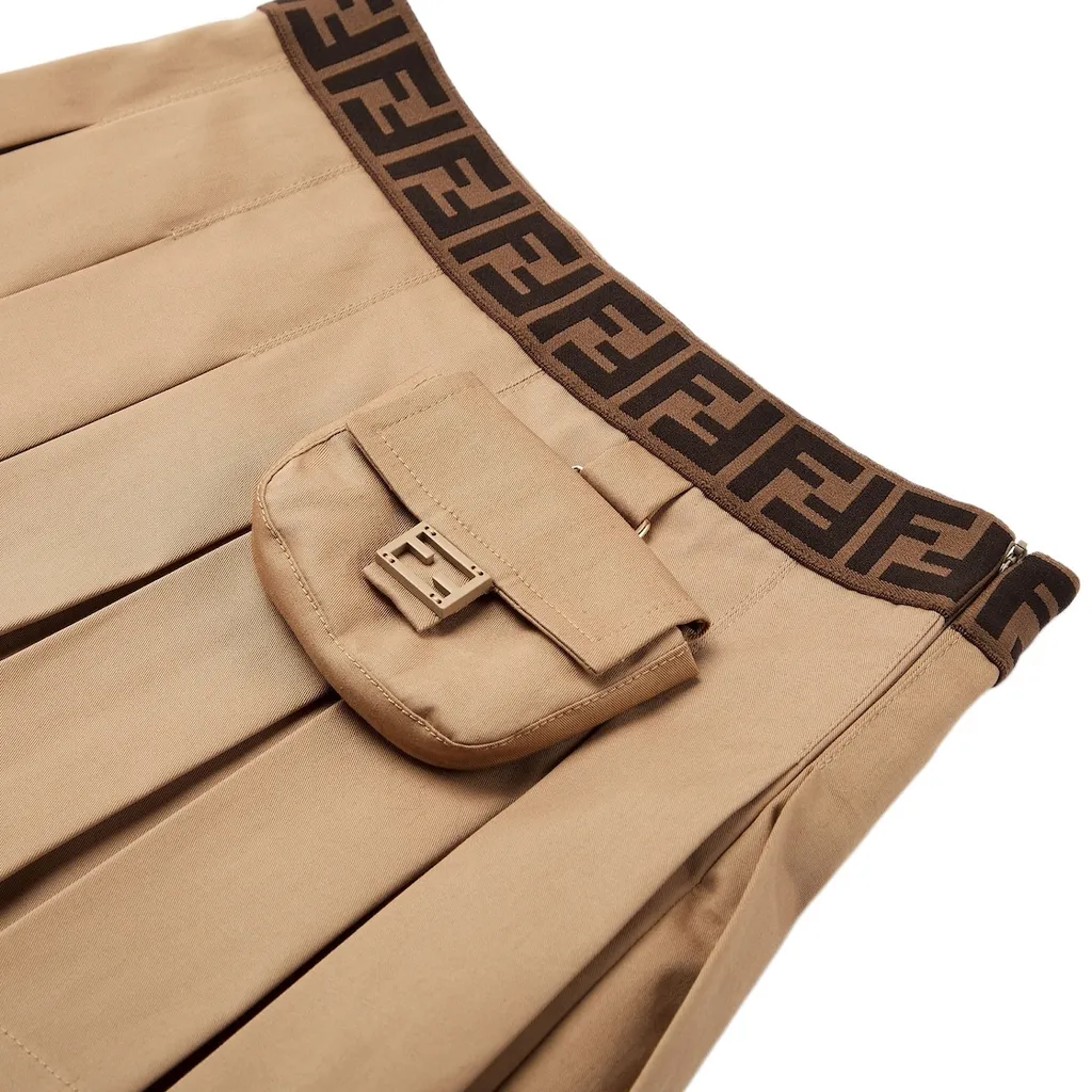 Fendi Kids Logo Waistband Pleated Skirt