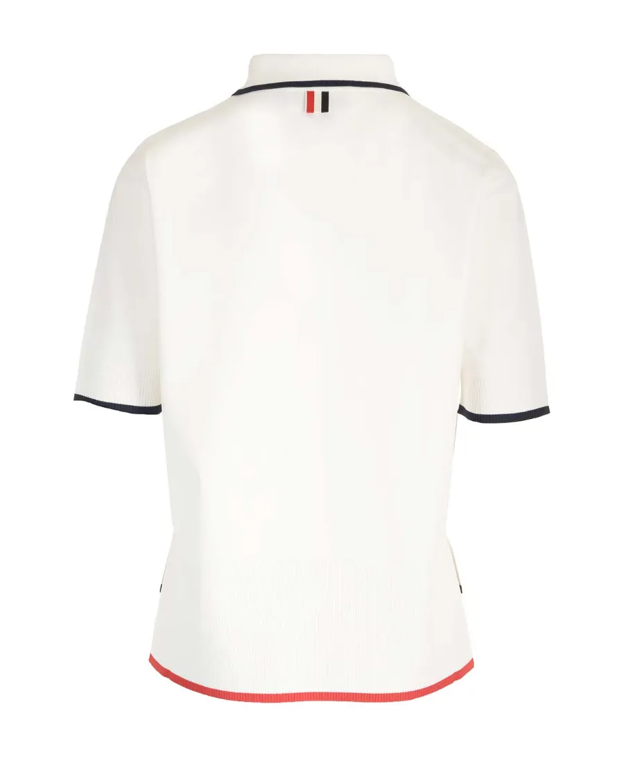 Thom Browne Rib-Stitch Short-Sleeved Polo Shirt