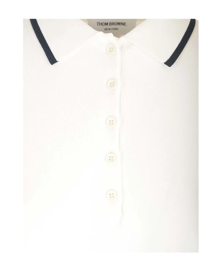 Thom Browne Rib-Stitch Short-Sleeved Polo Shirt