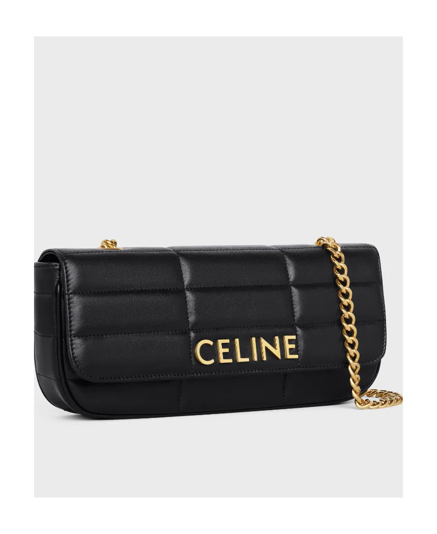 Long Chain Shoulder Bag Matelasse Monochrome Celine In Quilted Goatskin