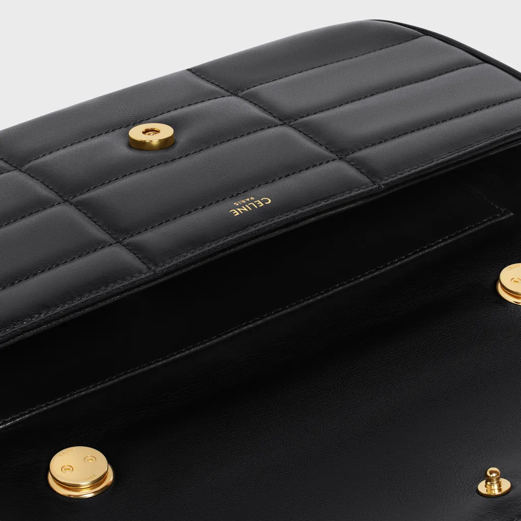 Long Chain Shoulder Bag Matelasse Monochrome Celine In Quilted Goatskin