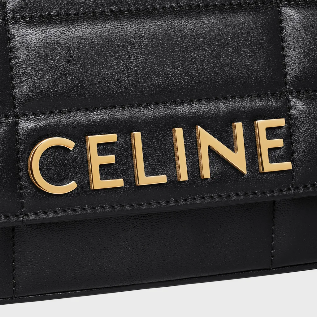 Long Chain Shoulder Bag Matelasse Monochrome Celine In Quilted Goatskin