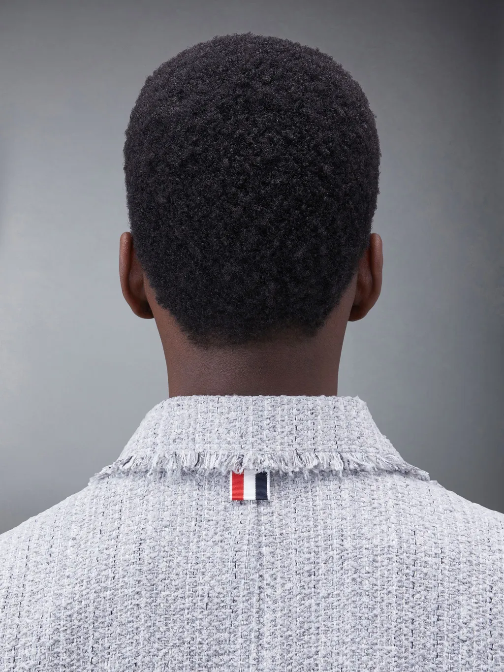 Thom Browne Tweed Fray 4-Bar Cropped Sack Jacket