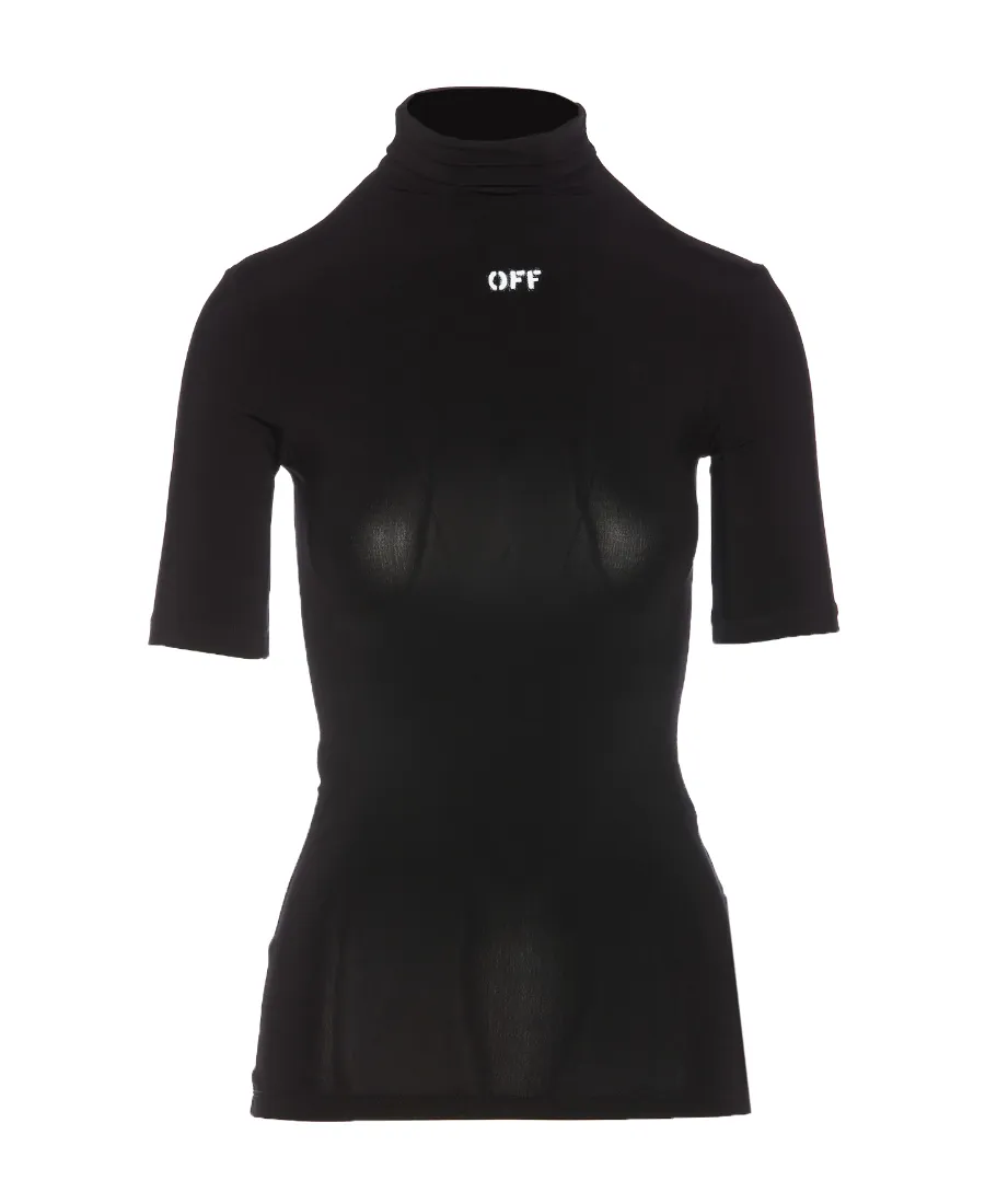 Off-White Logo Printed Turtleneck Top