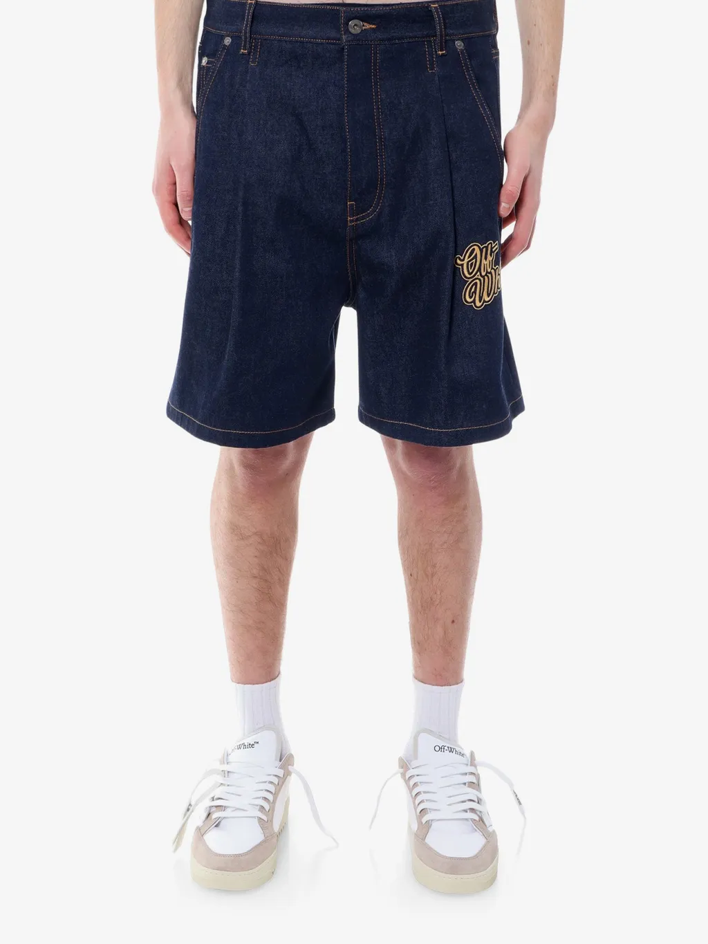 Off-White Logo Patch Denim Shorts