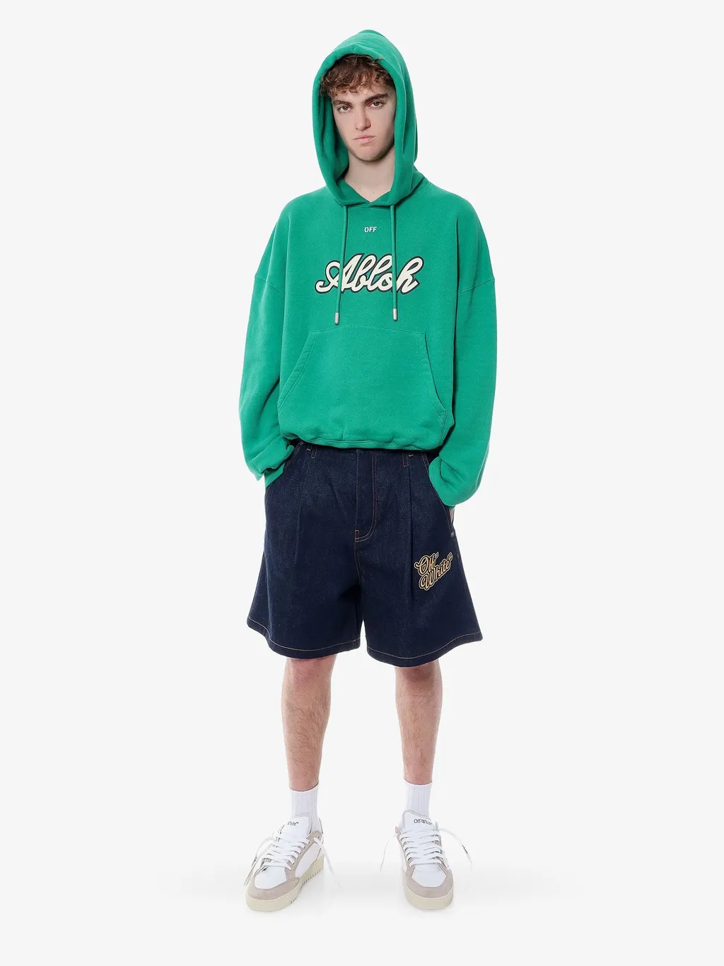 Off-White Logo Patch Denim Shorts