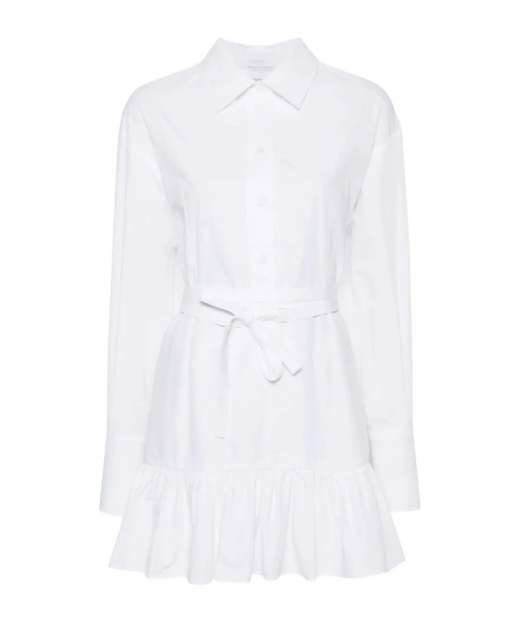 Patou Long-Sleeved Ruffled Mini Shirtdress