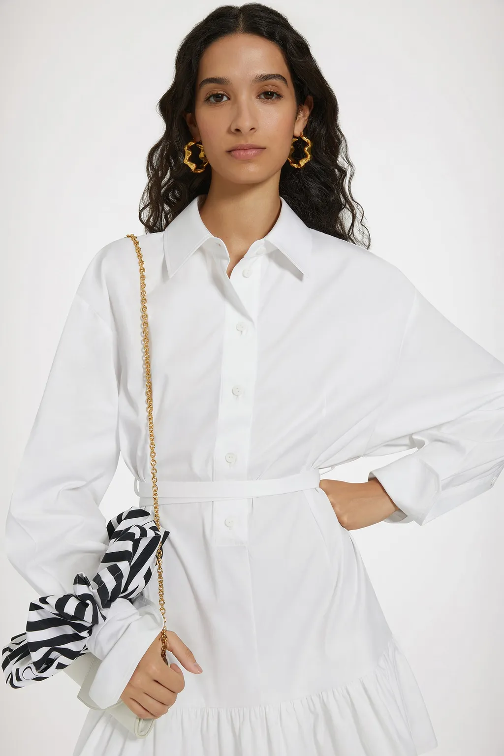 Patou Long-Sleeved Ruffled Mini Shirtdress
