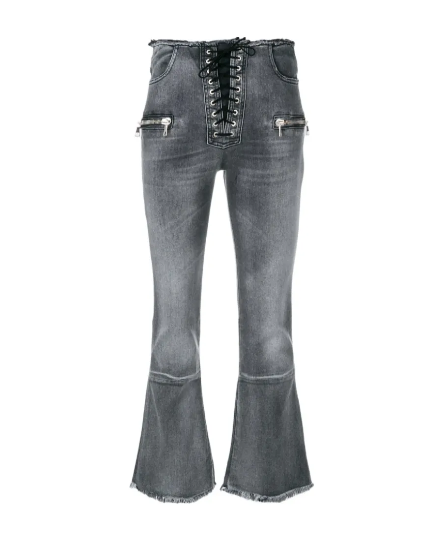 Lace-Up Cropped Jeans