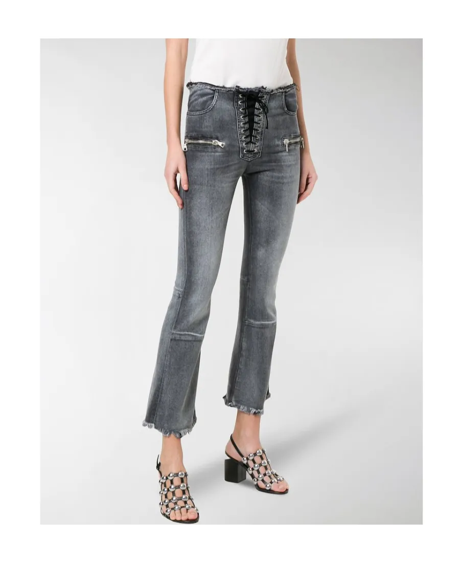 Lace-Up Cropped Jeans