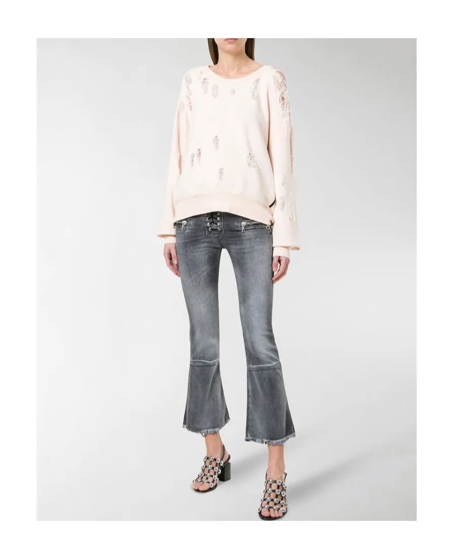 Lace-Up Cropped Jeans