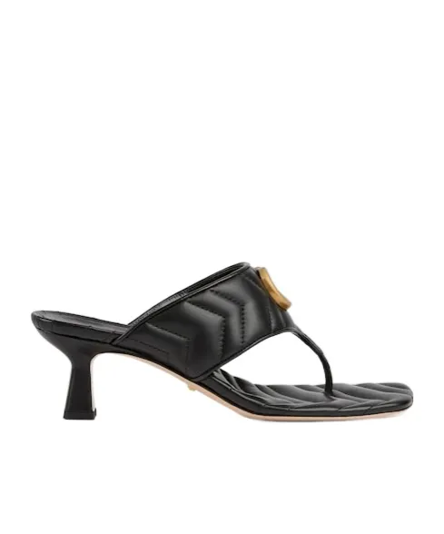 Gucci Logo Plaque Quilted Thong Sandals