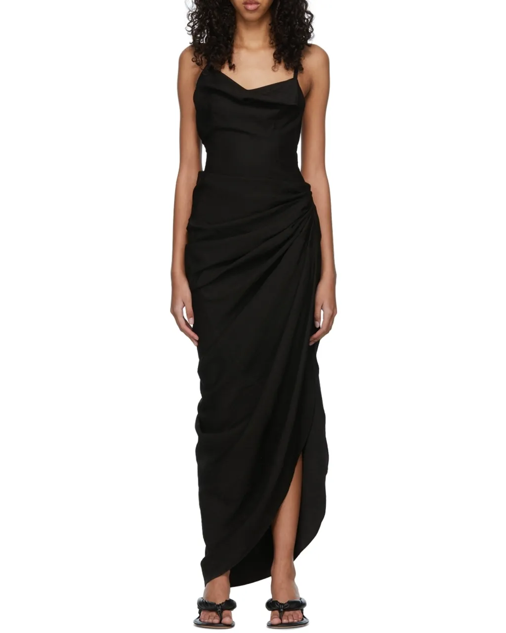 Jacquemus Asymmetric Draped Midi Dress