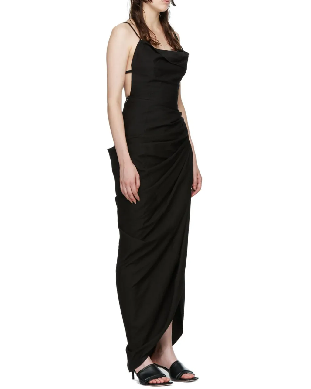Jacquemus Asymmetric Draped Midi Dress