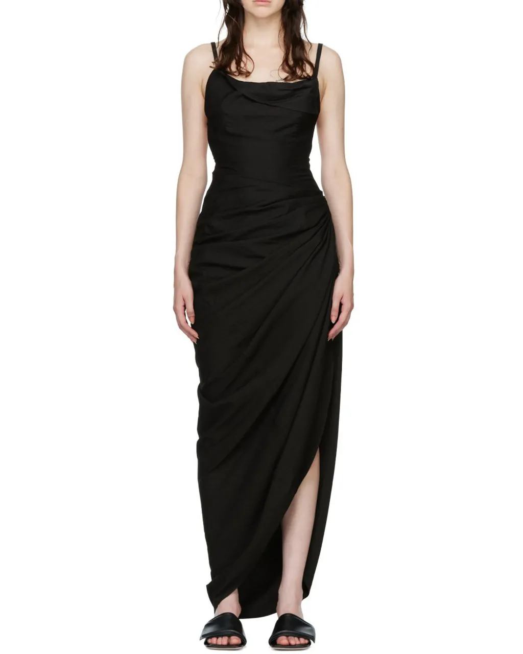 Jacquemus Asymmetric Draped Midi Dress