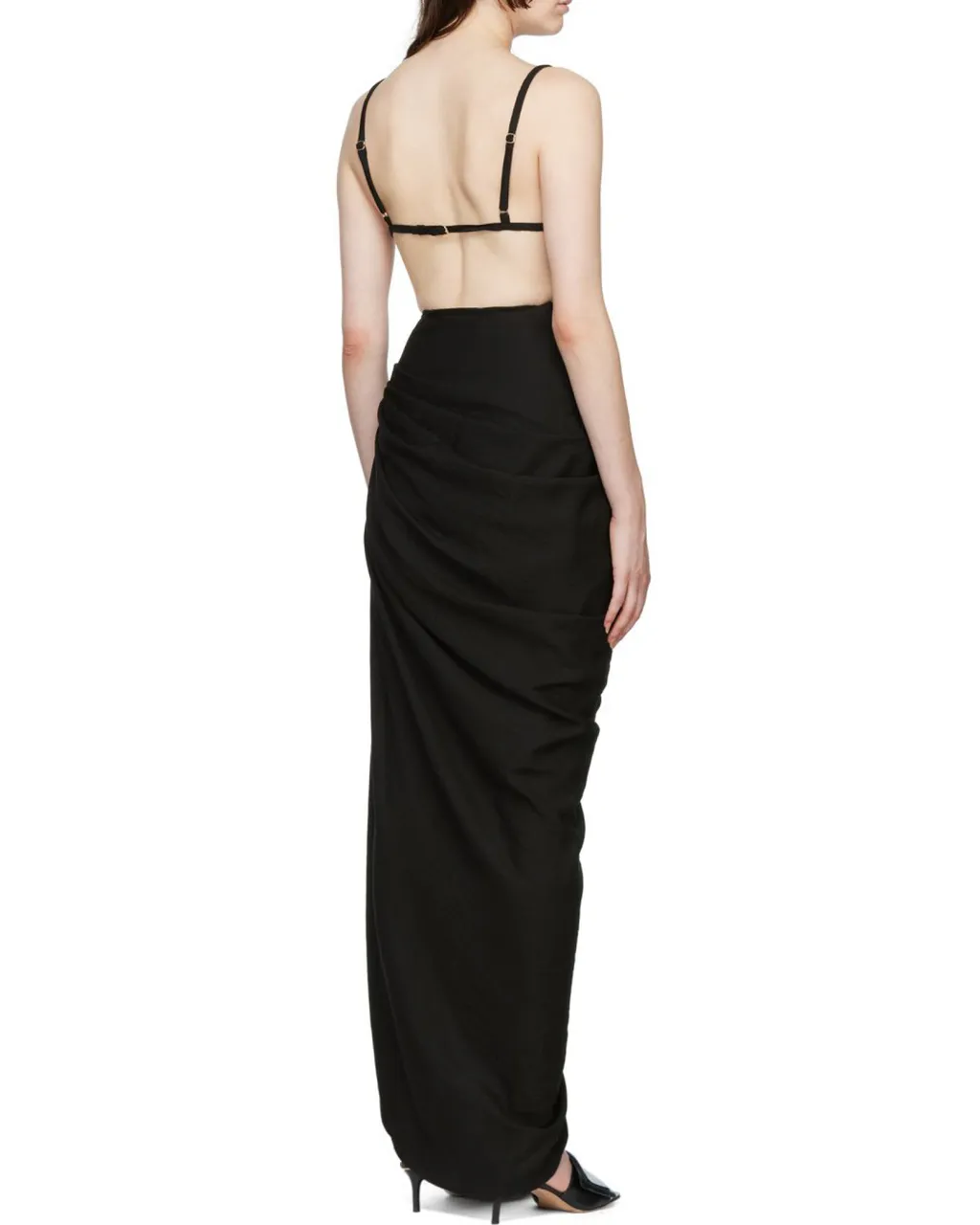 Jacquemus Asymmetric Draped Midi Dress